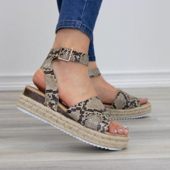 Shoes - Python Snake Espadrille Platform Comfort Sandal